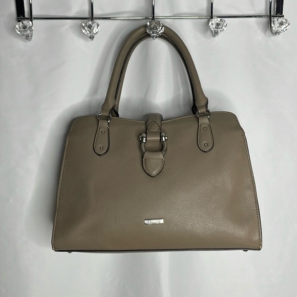 Chaps Tan Taupe Satchel Handbag | FREE Pearl Charm - Picture 2 of 9